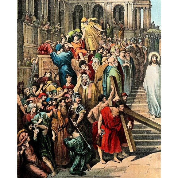 Jesus On The Way To Calvary 1890 Dore Victorian Lithograph Print 10 x 15" LGBin4 - Picture 4 of 4